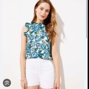 Blue Floral Sleeveless loft Top